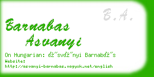 barnabas asvanyi business card